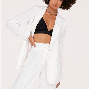 Crushed white velvet blazer